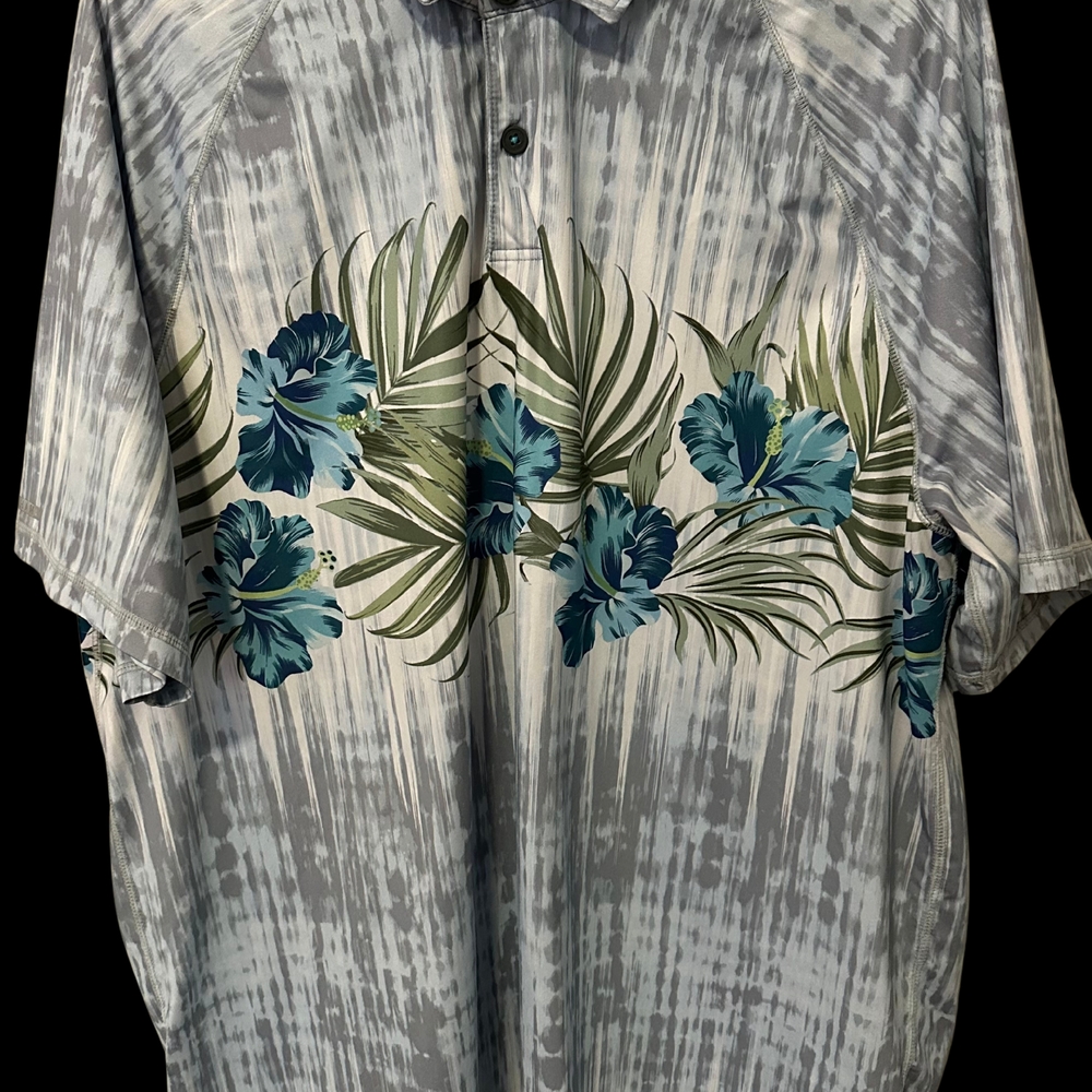 Tommy Bahama Gray Floral Polo Shirt